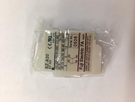 FUJI ELECTRIC SZ-A20 10 AMP Continuous, 2 Normally Open, 200-240 VAC, 3 AMP Operational, Auxiliary Contact Block, MOUNTING ON TOP