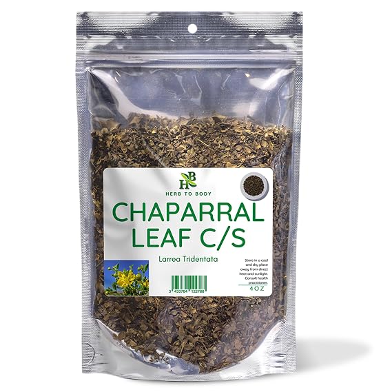 Herb To Body Chaparral Herb Leaf Cut & Sifted - 4oz, Larrea Tridentata for Herbal Tea, Chaparral Tea, Tinctures, Extracts, and Traditional Wellness Blends