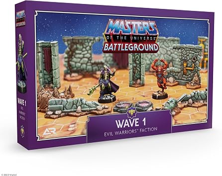 Archon Studio Masters of The Universe Battleground Expansion Set Wave 1 Evil Warriors Faction - Includes Scareglow and Beast Man Miniatures, Terrain Pieces, Rules and More - for Ages 14+