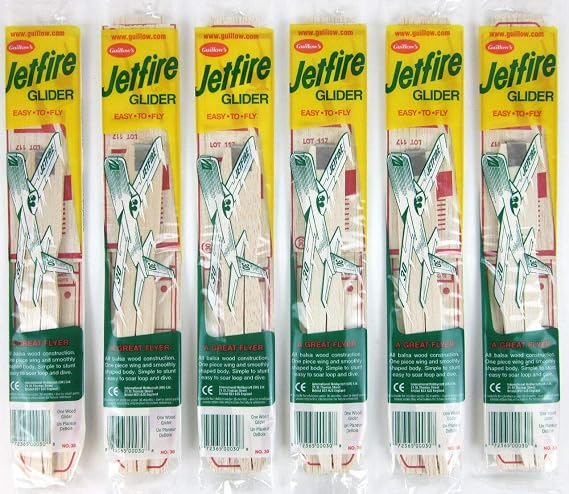 Big Game ~(6) JETFIRE Balsa Wood Airplane Glider GUILLOWS Jet Plane Model kit #30 New