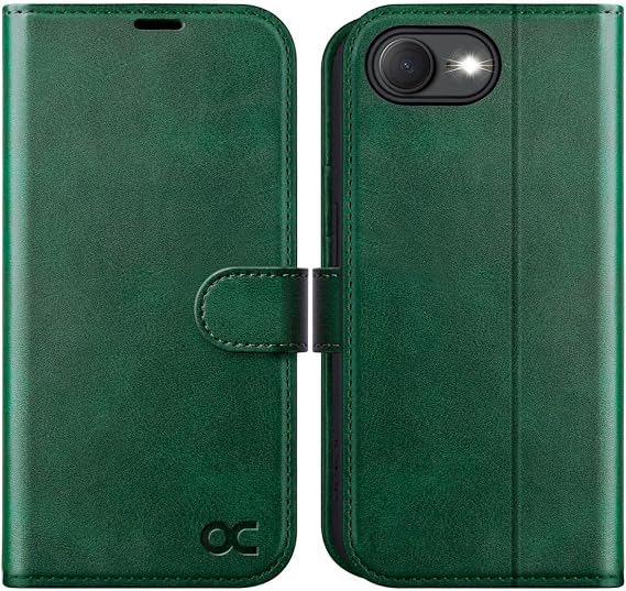 OCASE Compatible with iPhone 17e Case/iPhone 16e Wallet Case, PU Leather Flip Folio with Card Holders RFID Blocking Kickstand [Shockproof TPU Inner Shell] Phone Cover 6.1 Inch 2025, Blackish Green