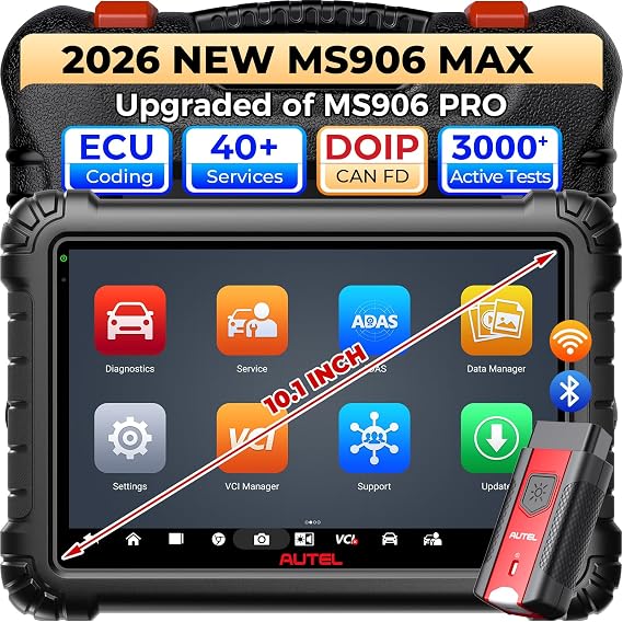 Autel MaxiSys MS906 MAX Scanner, OE Coding 40+ Services Top Bi-Directional