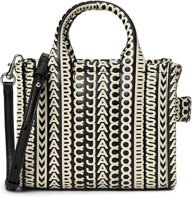 Marc Jacobs The Monogram Leather Crossbody Tote Bag BlackWhite One Size