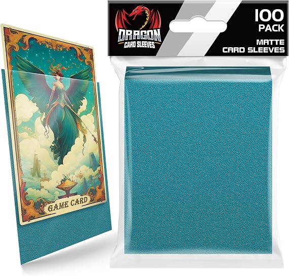 100 Count Matte Card Sleeves for Trading Cards, Standard Size Protective Sleeves Deck Card Protectors Fit for Baseball Cards, Sports Cards, MTG, Game Card Standard Cards (Cyan)