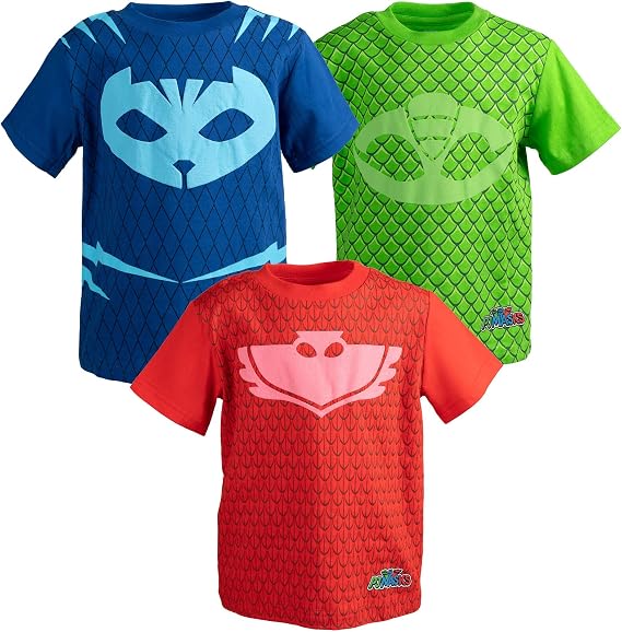 PJ Masks Boys' 3-Pack Short Sleeve T-Shirts Toddler to Big Kid