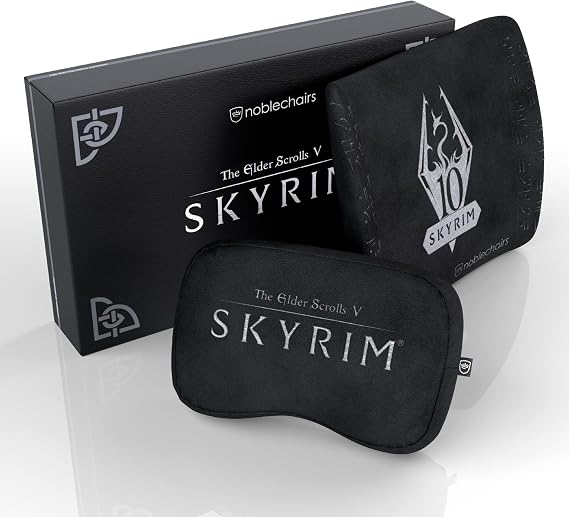 noblechairs Memory Foam Lumbar-Support Pillow, Office and Gaming-Chair Cushion Set - Skyrim Edition
