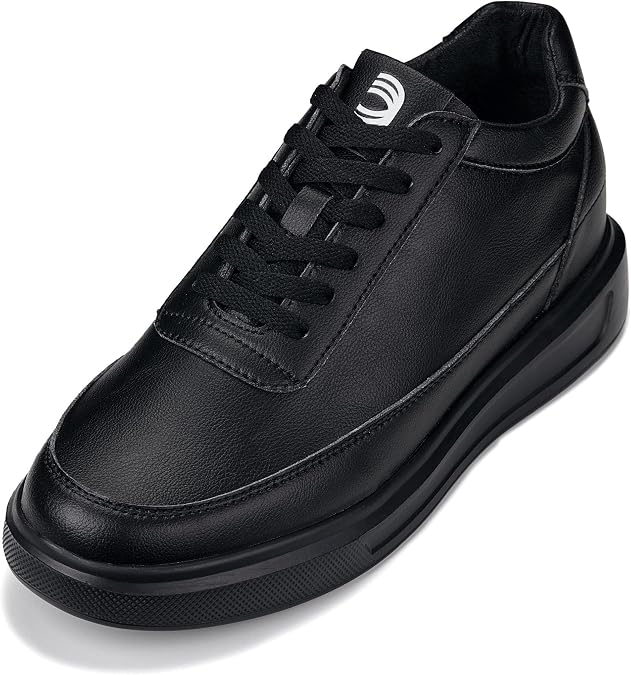 CALTO Men's Invisible Height Increasing Elevator Shoes - Ultra Light-Weight Lace-up Knitted Sporty Walker - 2.8 Inches Taller