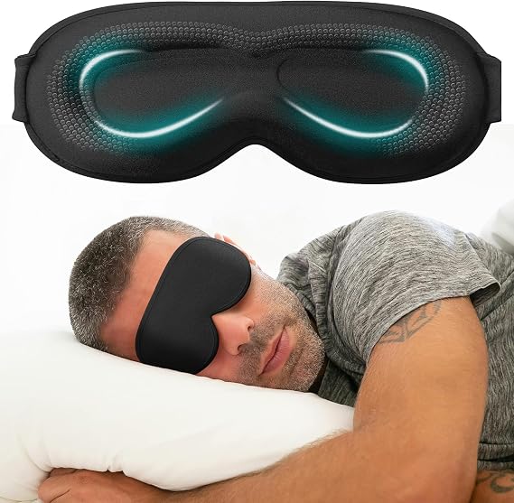 Weighted Eye Mask Cover for Sleeping - Eye Masks for Sleep with Adjustable Strap, Lash Extension Eye Covers for Women Men, 3D Contoured, Plane Travel Essentials, Blindfold for Meditation (Black)