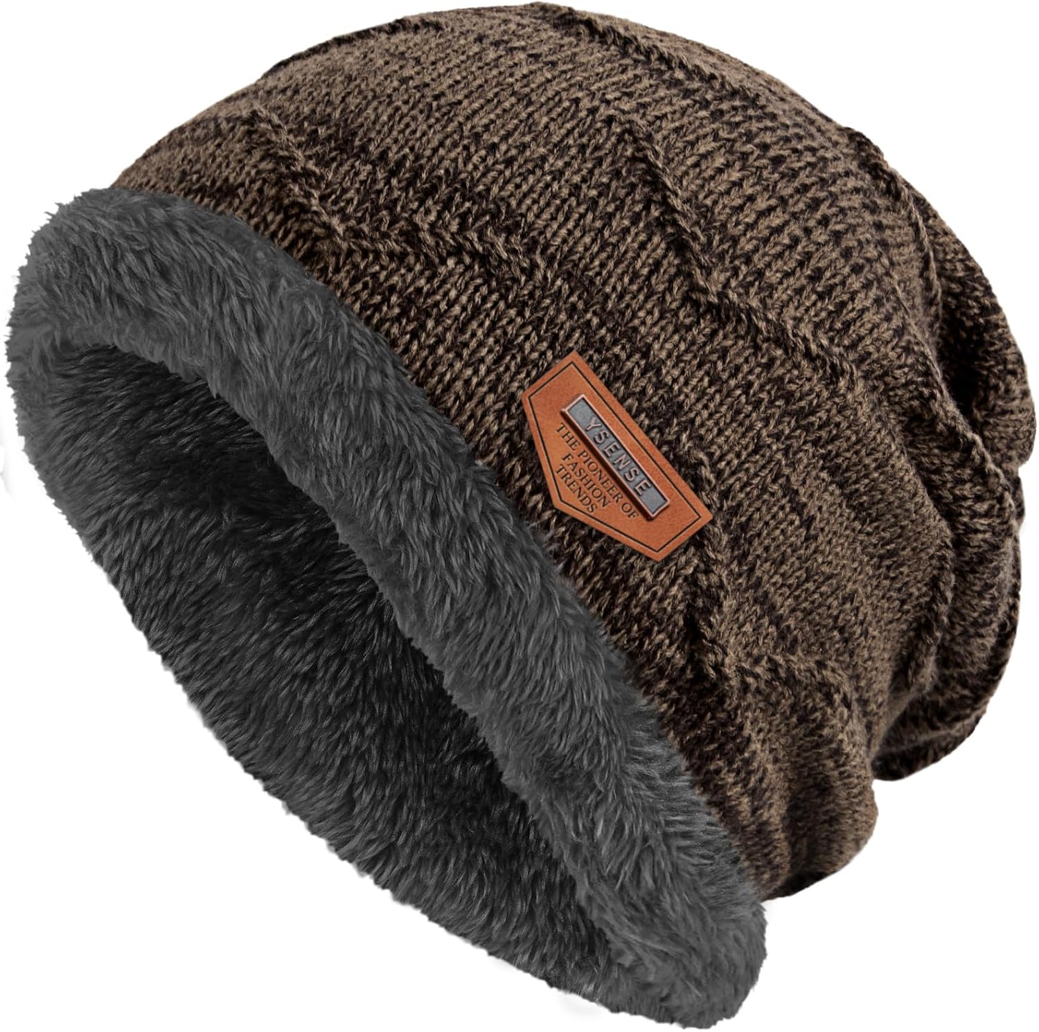 YSense Mens Winter Hats Warm Slouchy Beanie Oversized Baggy Hat Fleece Lined Knit Skull Cap