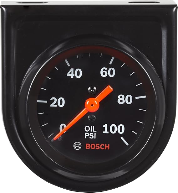 BOSCH SP0F000052 Style Line 2" Mechanical Oil Pressure Gauge (Black Dial Face, Black Bezel)