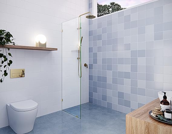 78" x 24.5" Frameless Shower Door - Single Fixed Panel Polished Brass Brass Finish