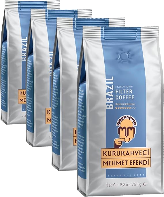 Kurukahveci Mehmet Efendi Brazilian Filtre Kahve 250gr Folyo Ambalaj (4 paketi)