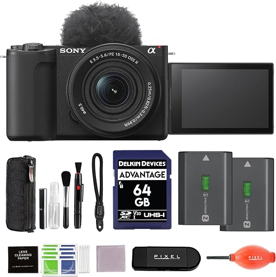 Sony ZV-E10 II Mirrorless Camera with 16-50mm Lens (Black) Bundle with Extra FZ-100 Battery, 64GB SDXC Memory Card & Additional Accessories | zve10 ii