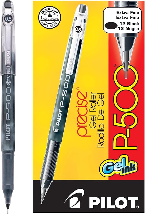 PILOT Precise P-700 Gel Ink Rolling Ball, Black Ink Pens, 12 Count