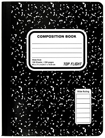 Top Flight Composition Book, Wide Rule, 100 Sheet