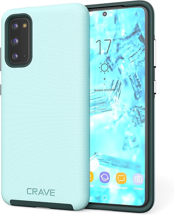 Crave for Samsung Galaxy S20 Case, Shockproof Protection Dual Layer Case for Samsung Galaxy S20 5G (6.2 inch) - Aqua