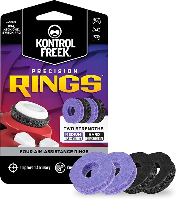KontrolFreek Precision Rings | Aim Assist Motion Control for PlayStation 4 (PS4), PS5, Xbox One, XBX, Switch Pro & Scuf Controller (Black/Purple)