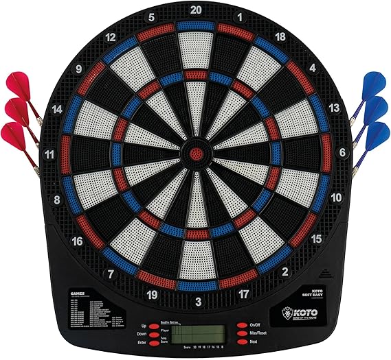 KOTO – Electronic Dartboard Soft Easy, 6 Soft Tip Darts, 8 Players, Sound