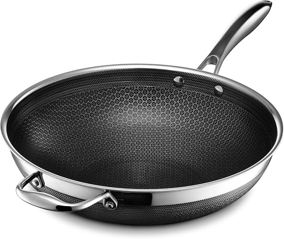 HexClad 12" Hybrid Nonstick Wok, Dishwasher and Oven Safe, Induction-Ready