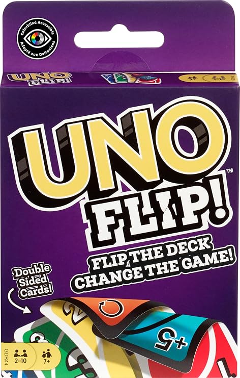 Mattel Games UNO FLIP! Card Game with Color Blind Accessible Deck for Kids, Adults & Family Night, 2 to 10 Players