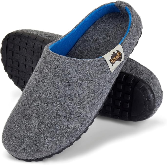 Gumbies Unisex Slipper Outback - Indoor Outdoor Eco-Friendly Felt Upper, Recycled Rubber Sole