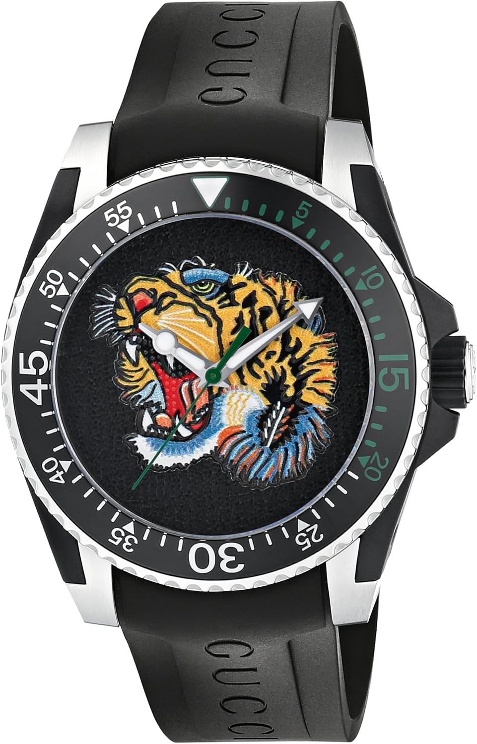 Gucci Quartz Stainless Steel and Rubber Casual Black Men's WatchModel: YA136318