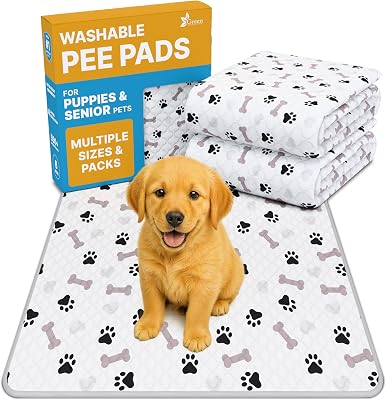 GREEN LIFESTYLE Washable Pee Pads for Dogs - Waterproof Reusable Puppy Pads with Anti-Slip Backing, Pet Training Pad for Puppy Playpen, Crate, Whelping Box, Potty Training Pack of 2 - 34x36