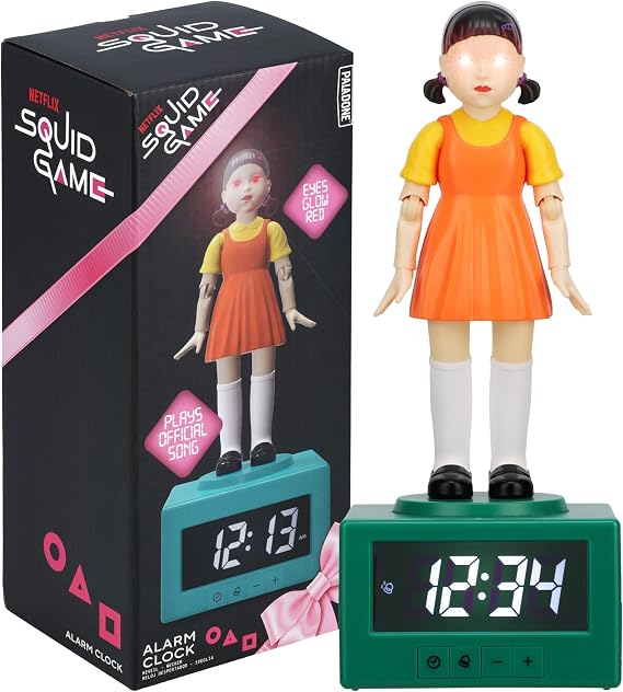 Paladone Squid Game Doll Alarm Clock - Officially Netflix Licensed Light, Kids Bedroom Accessories & Decor