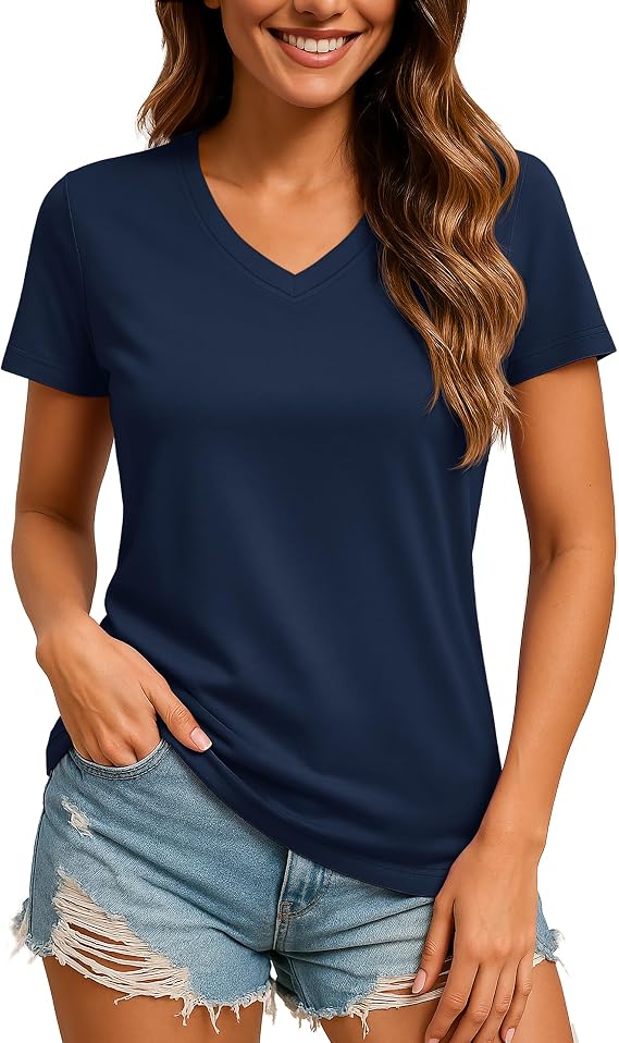 TACVASEN Women's V-Neck T Shirt Short Sleeve UPF 50+ Quick Dry Workout Tops | Athletic Shirt, Lightweight Tee, Moisture Wicking, Sun Protection, Gym Sports, Running Activewear, Breathable Summer Top