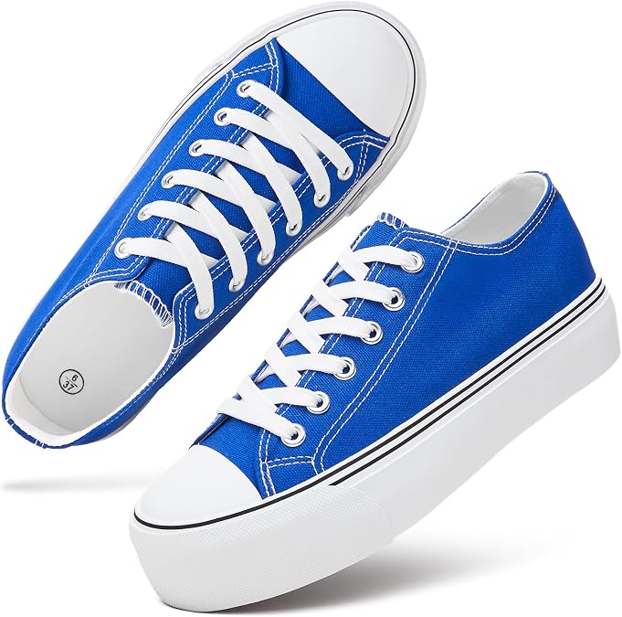 hash bubbie Womens Platform Canvas Sneakers Tennis Shoes | low top non Slip on walking breathable casual comfortable fashion lace up