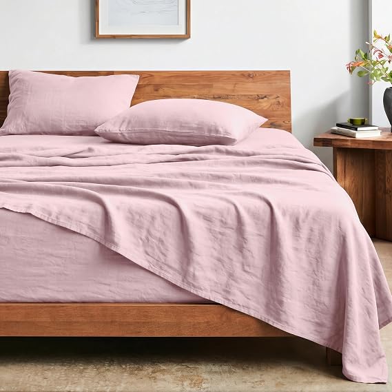 Bare Home Washed Sheet Set 1800 Ultra-Soft (Twin XL, Dusty Pink) | 1800 Ultra-Soft, Luxury Stonewashed, Double Brushed, Deep Pockets 6 to 15 Inches, Easy Fit, Breathable