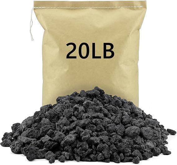 NUPICK 20lb Black Lava Rocks for Fire Pit, 1/2"-1" Volcanic Rock for Plants