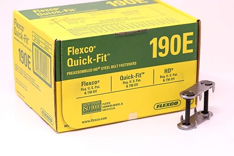 Flexco 190E Box Quick-Fit (tm) Bolt Solid Steel Plate Fastener #20001 (25 Sets Pre-Assembled Bottom Plates- Piloted Bolts) for Splicing Conveyor Belting Rubber, Urethane, Polyurethane, Neoprene