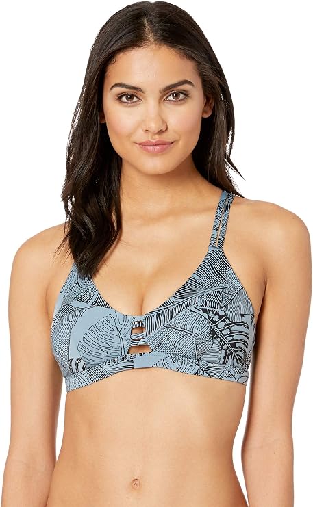 Hurley Women's Standard Quick Dry Max Compression Printed Triangle Bikini Surf Top