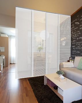 GoDear Design Adjustable Sliding Panel Hanging Room Dividers, Vertical Blind for Windows Doors, Extendable Track from 45.8 to 86 W, Trimmable Panel Curtains Up to 96, Semi-Sheer, Eclipse