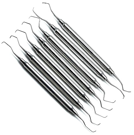 Dental Gracey Curettes Periodontal 12-1314 Hollow Handle Double Ended Instruments 7 Piece Set