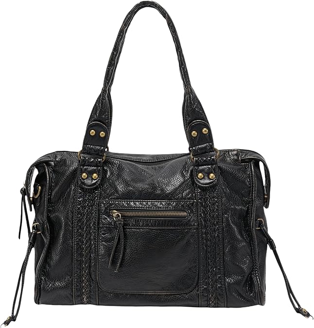 JOLLQUE Rivet Crossbody Bag for Women,Large Retro Washed Leather Handbag Purse,Vintage Y2K Summer Hobo Shoulder Work Bags