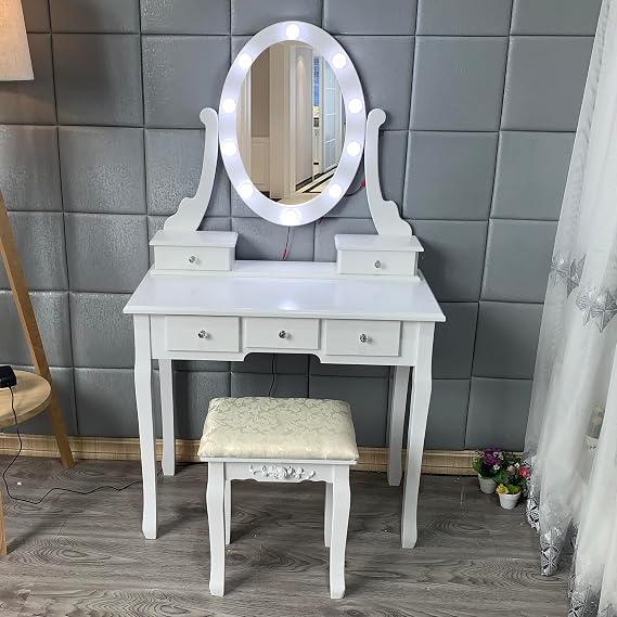 PULLAFUN Vanity Desk, White