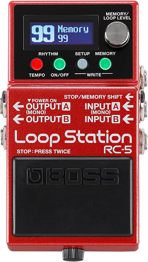 BOSS RC-5 Loop Station | Advanced Looping Features in a Compact Pedal | 32-Bit AD/DA and 32-bit Floating-Point Processing | 13 Hours Record Time | Multi-Color LCD | MIDI/IO & USB Connectivity | 32-Bit AD/DA and 32-bit Floating-Point Processing, 13 Hour Record Time, Multi-Color LCD, MIDI/IO and USB Connectivity