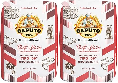 Antimo Caputo Chefs Flour 2.2 LB - Italian Double Zero 00 - Soft Wheat for Pizza Dough, Bread, Pasta Pack of 2