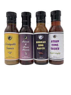 Premium | Classic ASIAN SAUCE | Variety 4 Pack | Asian Zing Sauce | Korean BBQ Sauce | Sweet & Sour Sauce | Teriyaki Sauce | Crafted in Small Batches | 12 fl. oz. Flavor Lock Bottles