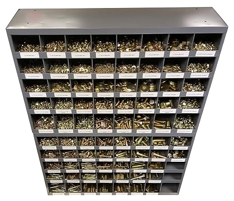 5170 Piece Grade 8 SAE Fine Thread Bolt Assortment Hex Head Cap Screws, Flat and Lock Washers, Hex and Lock Nuts with (2) 40 Hole Bins