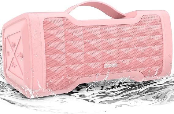 oraolo Bluetooth Speaker Loud 40W Wireless Portable Large Speaker Stereo Sound, IPX6 Waterproof, Support USB/AUX Input, Built-in Mic for Home Party Outdoor (Pink)