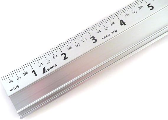 Shinwa 12" Extruded Aluminum Cutting Rule Ruler Gauge with Non slip rubber Backing 33279