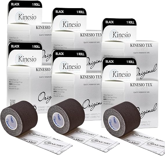 Kinesio Tape, Tex Classic, 2" X 4.4 Yds, Black, 6 Rolls
