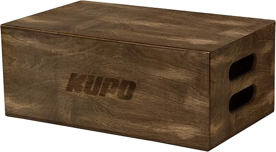 Kupo Brown Stained Apple Box, Full Size Professional Birchwood Support Box with Antique Oak, Central Bracing, Rounded Edges for Film, Studio, and Photography Sets, 20" x 12" x 8" (KG057611)