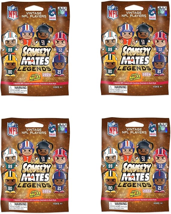 Party Animal 2026 NFL Legends Series 3 Squeezymates Figures, Team Colors, One Size (Squeezymates NFL Legends 2026 4 Blind Pack Lot)