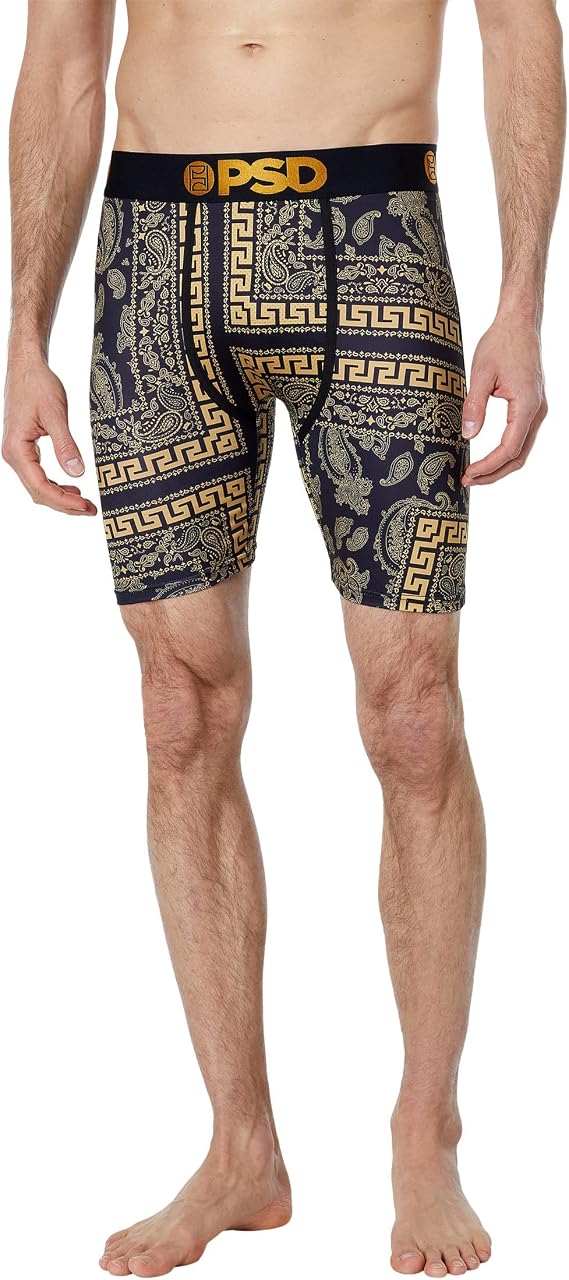 PSD Men's Meander Lux Gold Boxer Briefs, Gold, XL