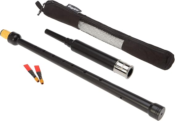 Long Bagpipe Practice Chanter 20.5 in, full size hole spacing, Nickel Plated Engraved Ferrule. Breathable Black Case. Bagpipes for Beginners Adult, 2 Bagpipe Practice Chanter Reeds | 20.5in Nickel Plated Ferrule Bagpipes Beginners Adult Piping Institute RG Hardie Barefoot bagpiper bagpipe lessons McCallum