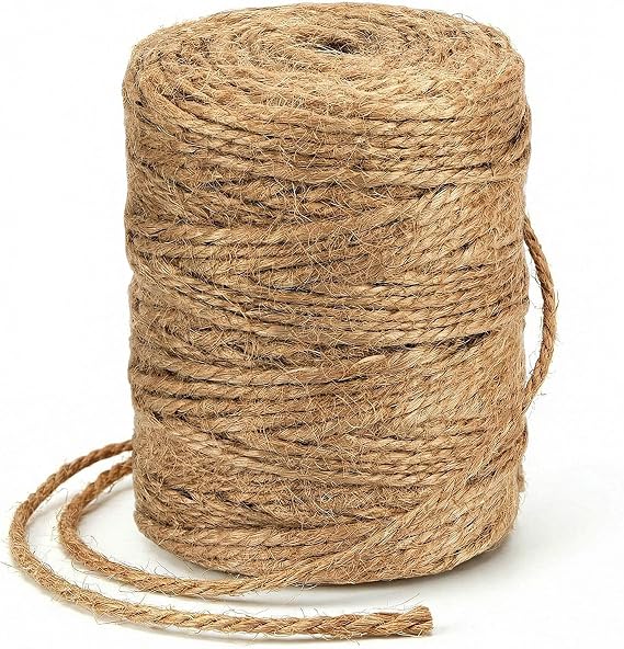 100M/328FT Garden String, 4mm Garden Twine, Thick Strong Natural Jute Rope Roll Stronger Craft Jute Twine String, Gardening Brown Strings for Climbing Plant Tie Gift Wrapping Packing DIY Decor